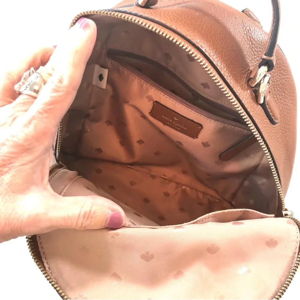 Kate Spade Jackson Backpack Warm Ginger Brown Pebbled Leather Apprx 9x9x5 inches